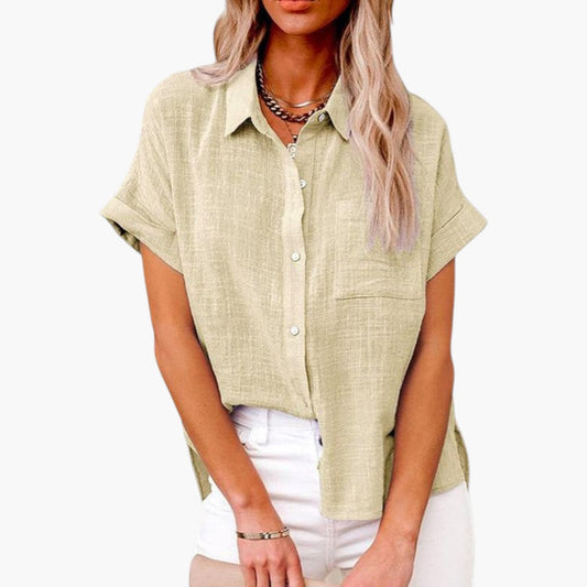 Blythe | Women’s Classic Collared Short Sleeve Button-Up Blouse