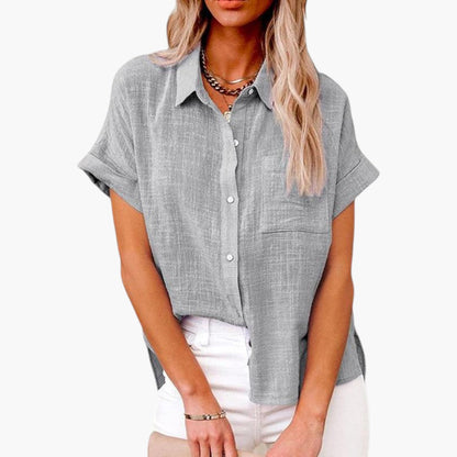 Blythe | Women’s Classic Collared Short Sleeve Button-Up Blouse