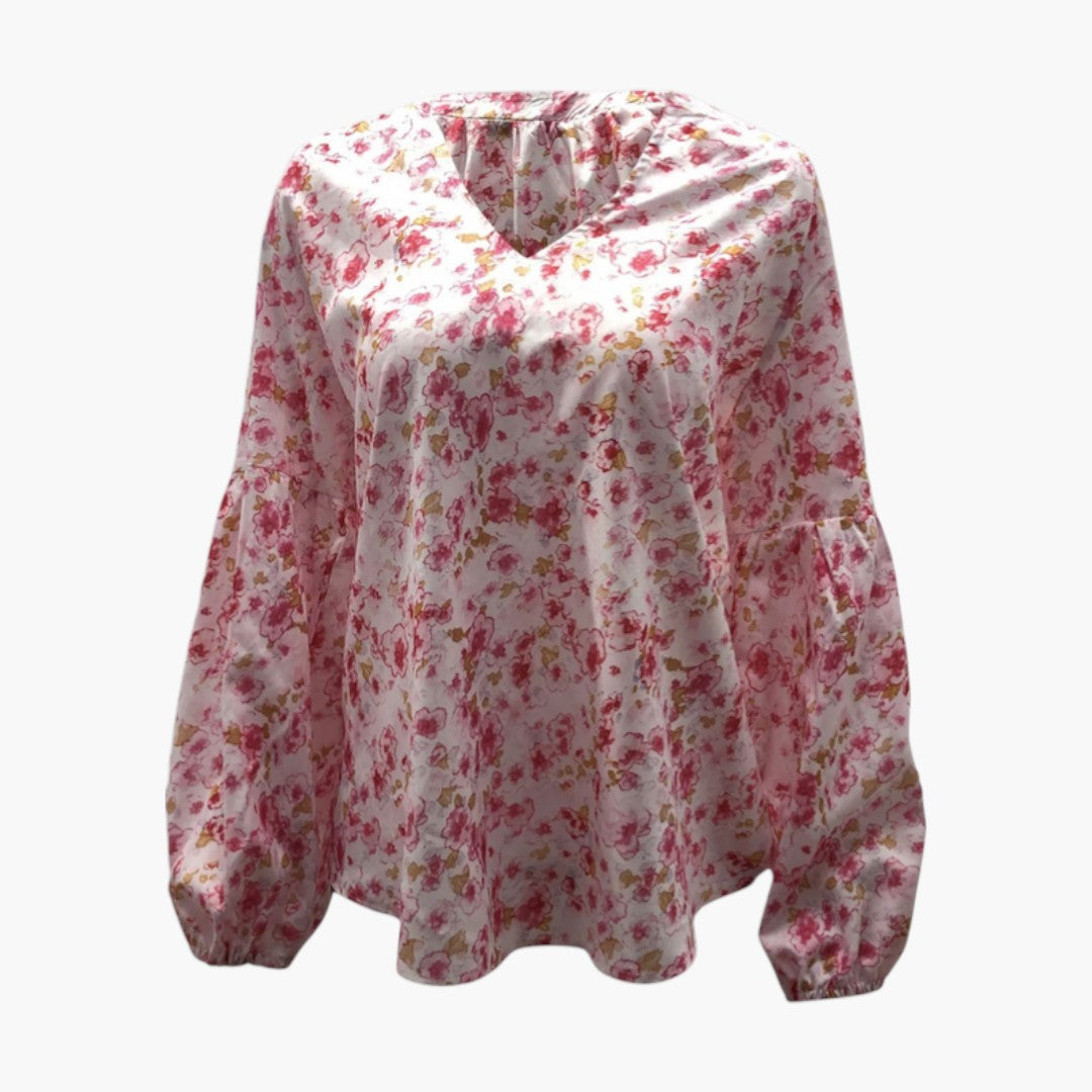Sheena | Women’s V-Neck Long Sleeve Floral Blouse