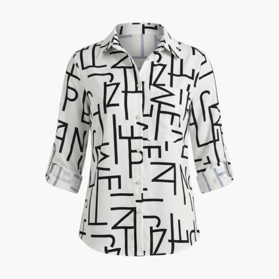 Brielle | Women’s Collared Button-Up Printed Blouse
