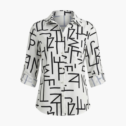Brielle | Women’s Collared Button-Up Printed Blouse
