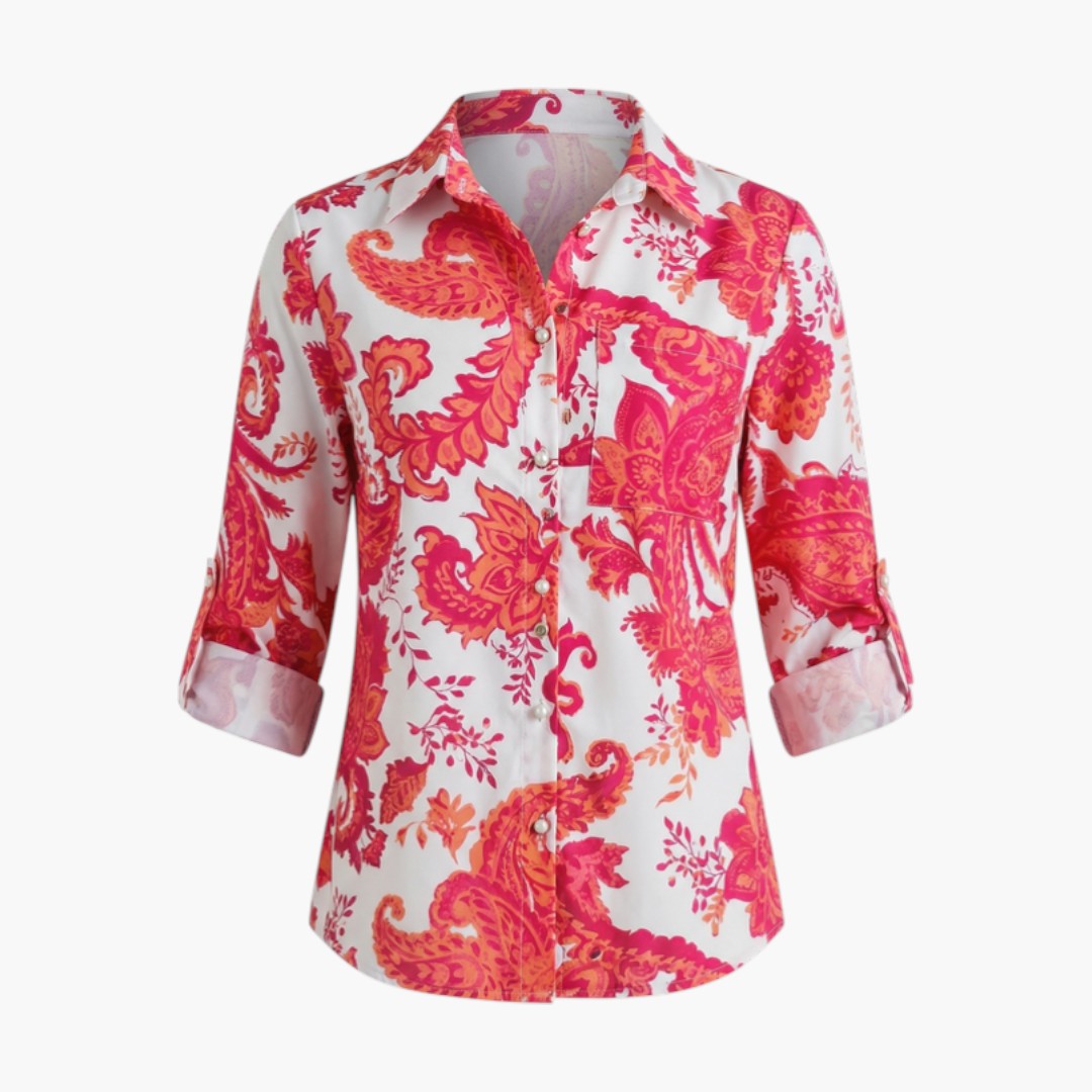 Brielle | Women’s Collared Button-Up Printed Blouse