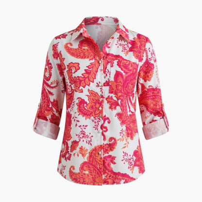 Brielle | Women’s Collared Button-Up Printed Blouse