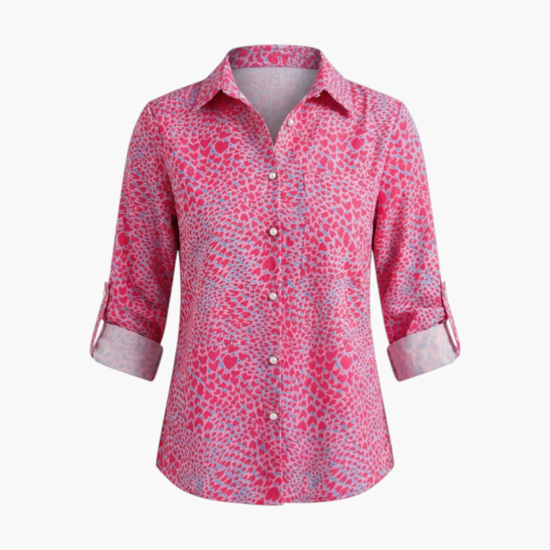 Brielle | Women’s Collared Button-Up Printed Blouse