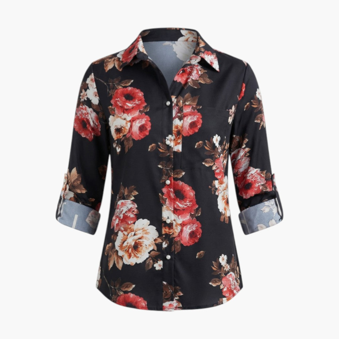 Brielle | Women’s Collared Button-Up Printed Blouse