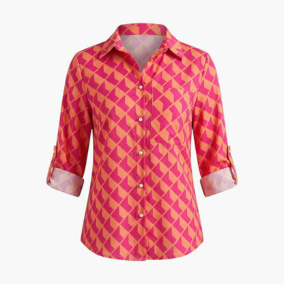 Brielle | Women’s Collared Button-Up Printed Blouse