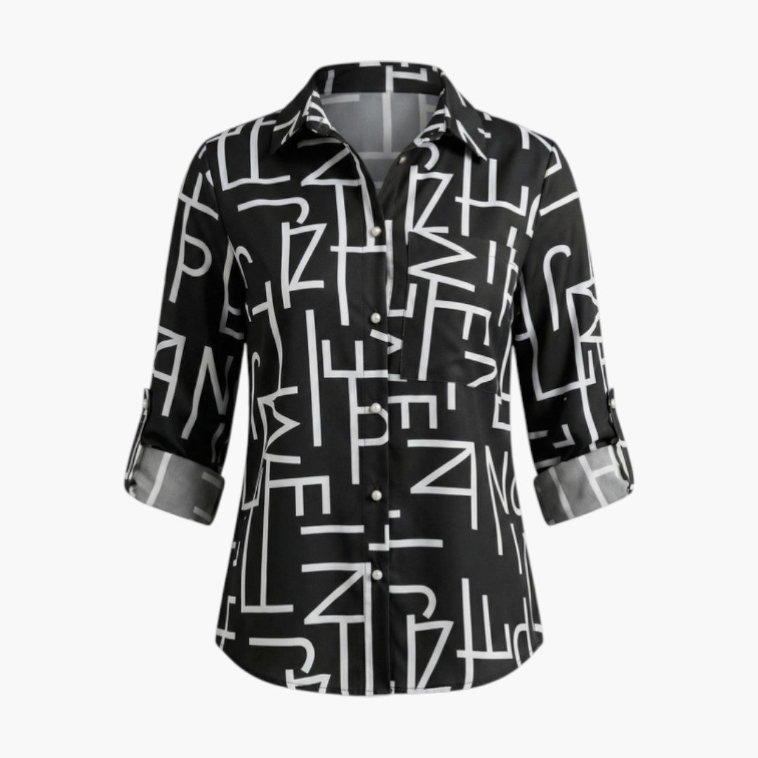 Brielle | Women’s Collared Button-Up Printed Blouse