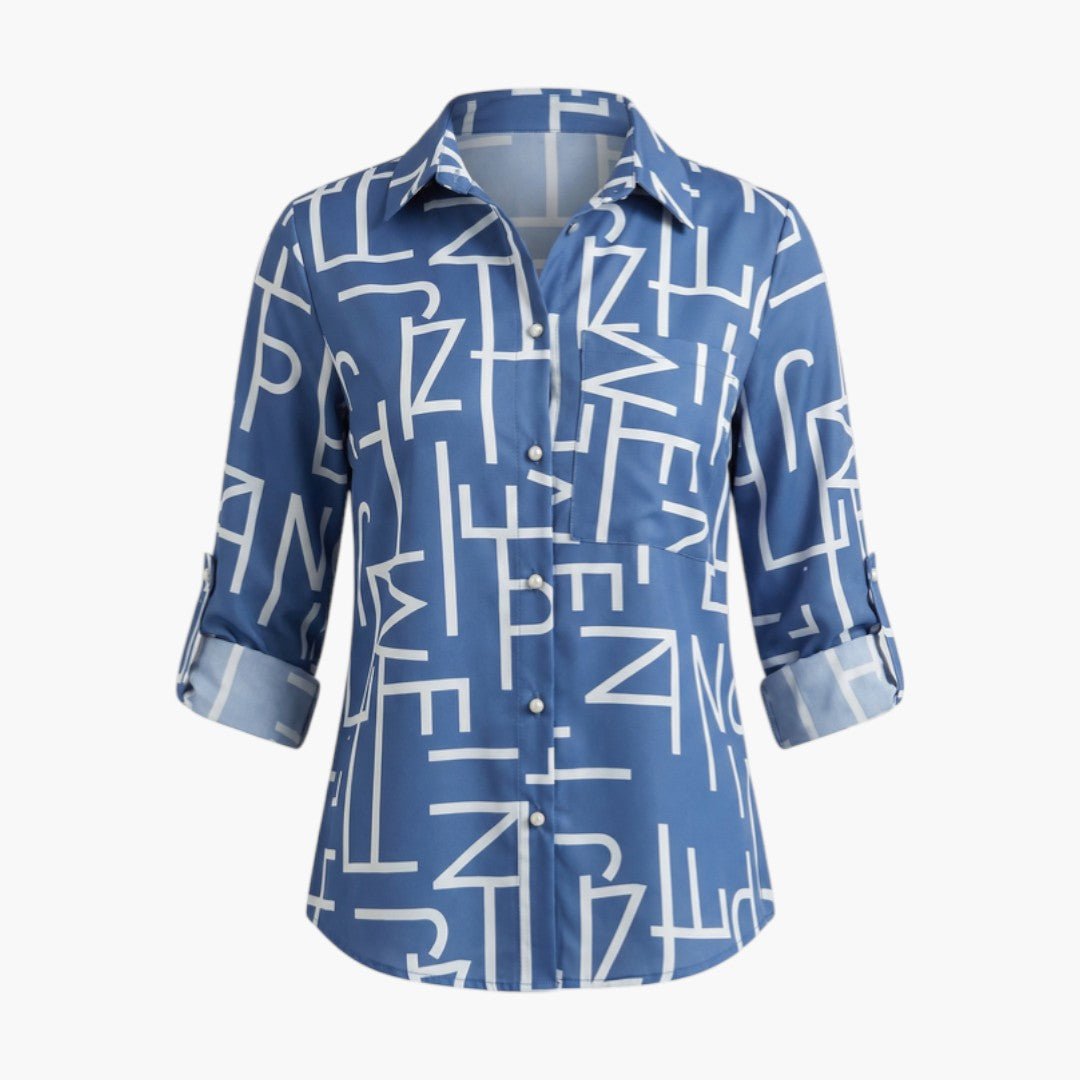 Brielle | Women’s Collared Button-Up Printed Blouse