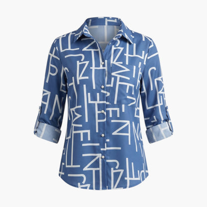Brielle | Women’s Collared Button-Up Printed Blouse