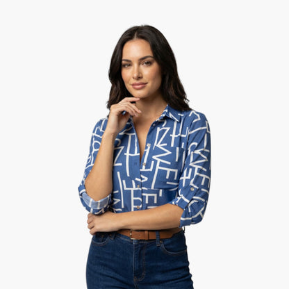 Brielle | Women’s Collared Button-Up Printed Blouse