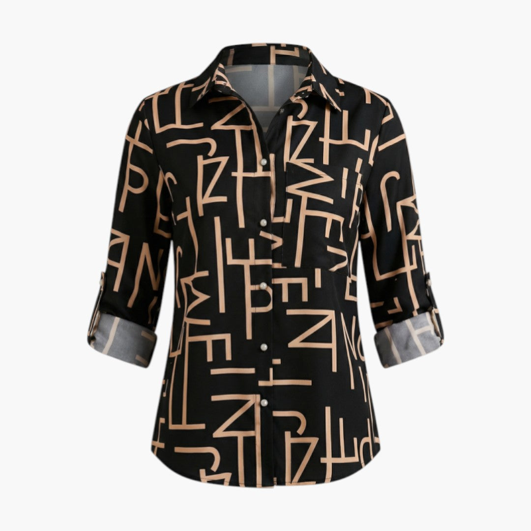 Brielle | Women’s Collared Button-Up Printed Blouse