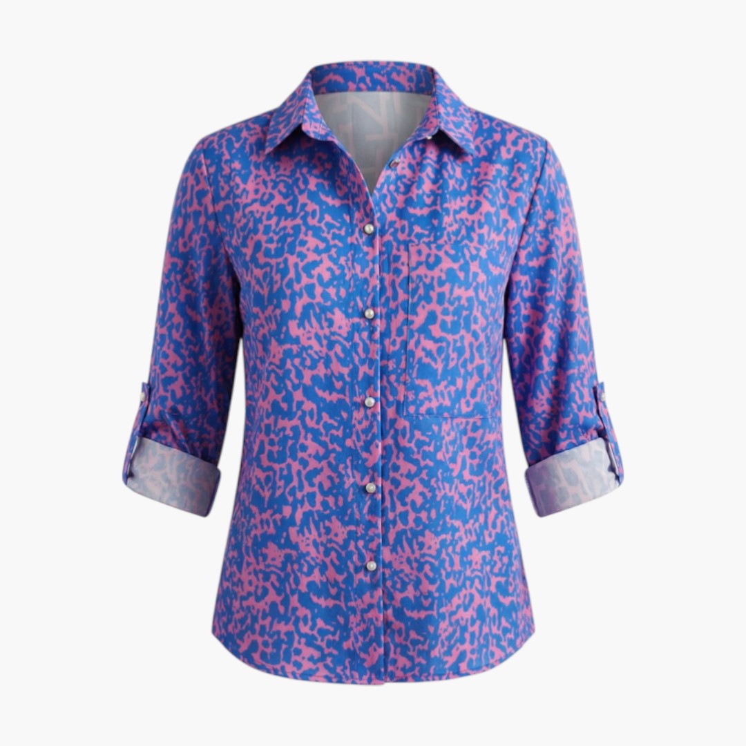 Brielle | Women’s Collared Button-Up Printed Blouse