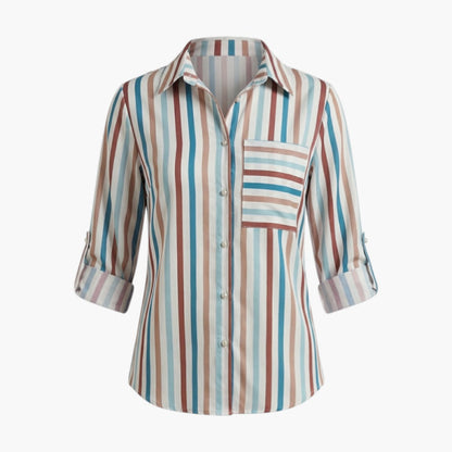Brielle | Women’s Collared Button-Up Printed Blouse
