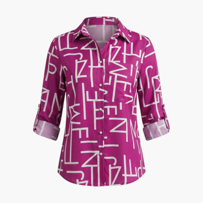 Brielle | Women’s Collared Button-Up Printed Blouse