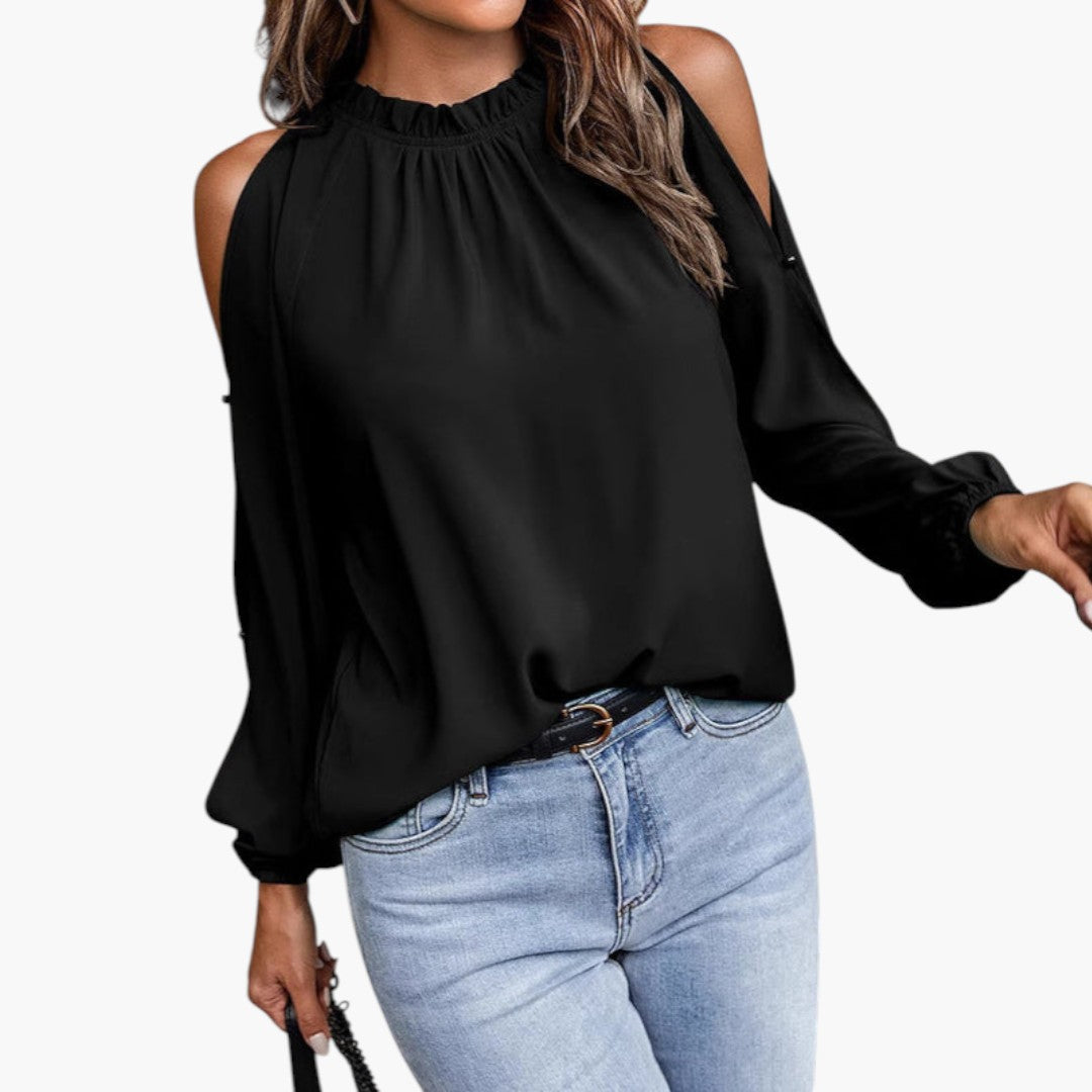 Samantha | Women’s Ruffled Neck Puff Sleeve Blouse