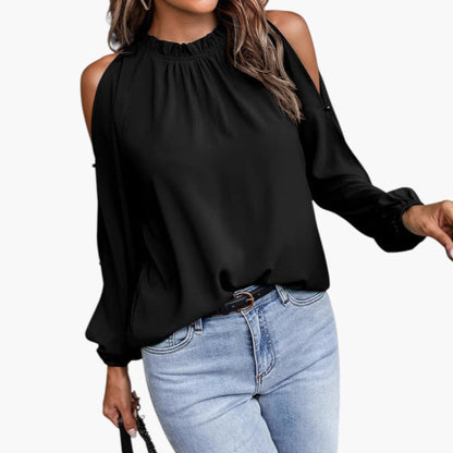 Samantha | Women’s Ruffled Neck Puff Sleeve Blouse
