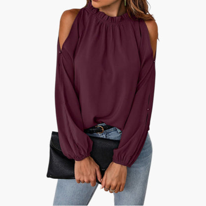 Samantha | Women’s Ruffled Neck Puff Sleeve Blouse