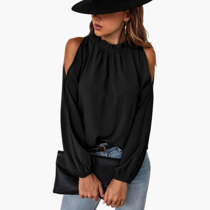Samantha | Women’s Ruffled Neck Puff Sleeve Blouse