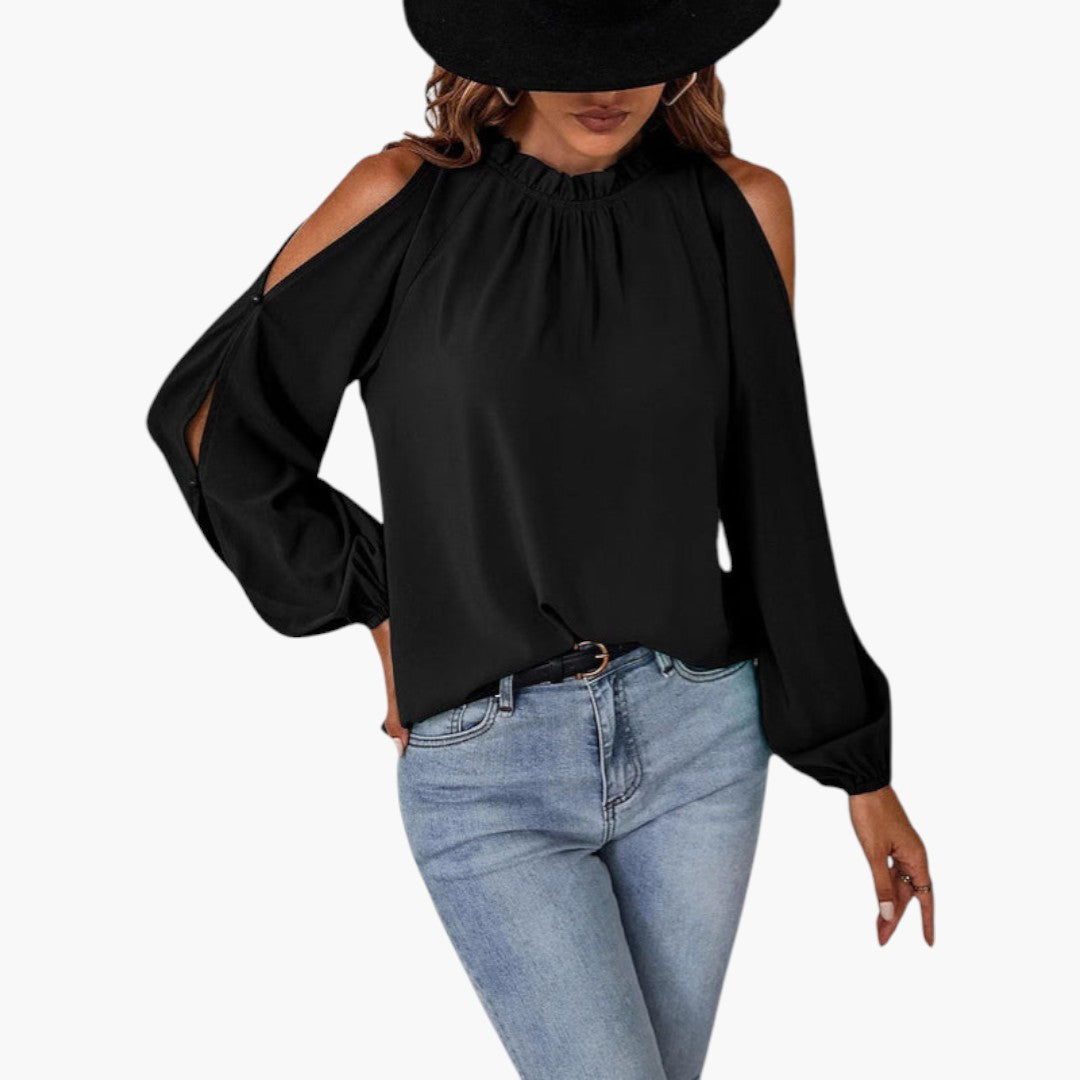 Samantha | Women’s Ruffled Neck Puff Sleeve Blouse