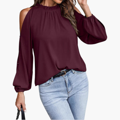Samantha | Women’s Ruffled Neck Puff Sleeve Blouse