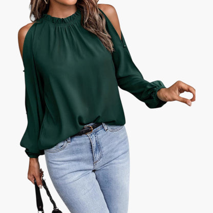 Samantha | Women’s Ruffled Neck Puff Sleeve Blouse