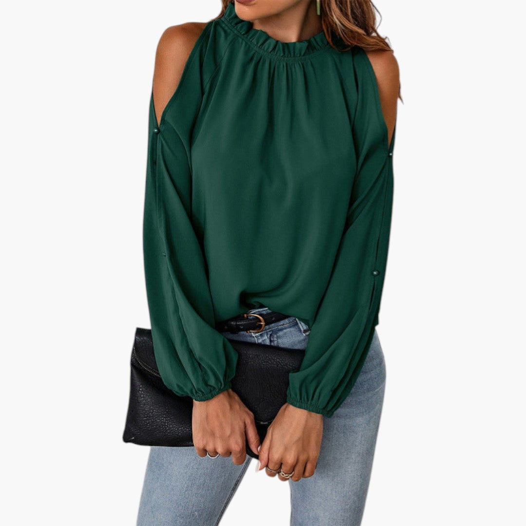 Samantha | Women’s Ruffled Neck Puff Sleeve Blouse