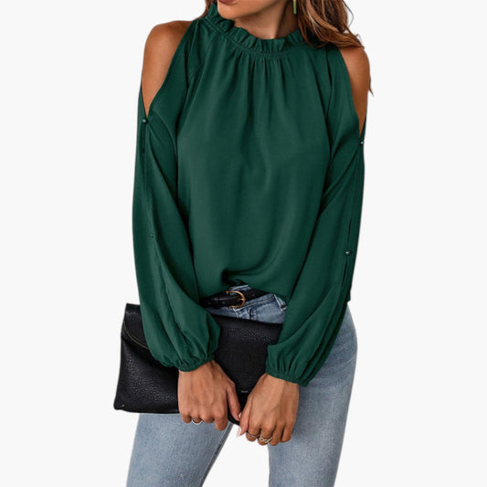 Samantha | Women’s Ruffled Neck Puff Sleeve Blouse