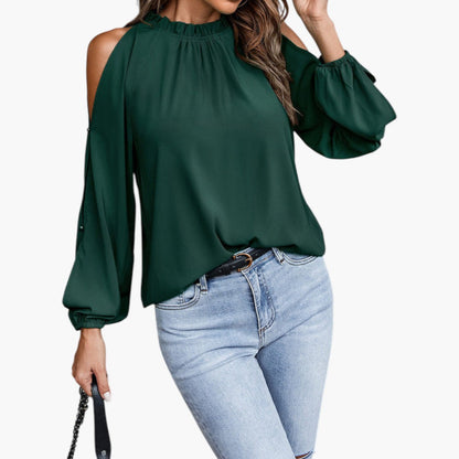 Samantha | Women’s Ruffled Neck Puff Sleeve Blouse