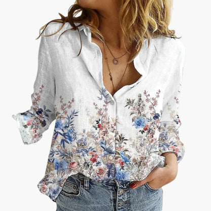 Coralyn | Women’s V-Neck Artistic Print Relaxed Blouse