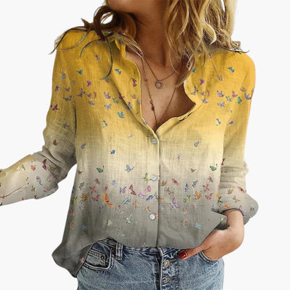 Coralyn | Women’s V-Neck Artistic Print Relaxed Blouse