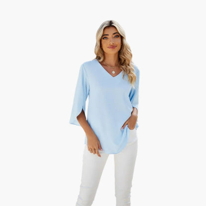 Arielle | Women’s V-Neck Split Sleeve Relaxed Blouse