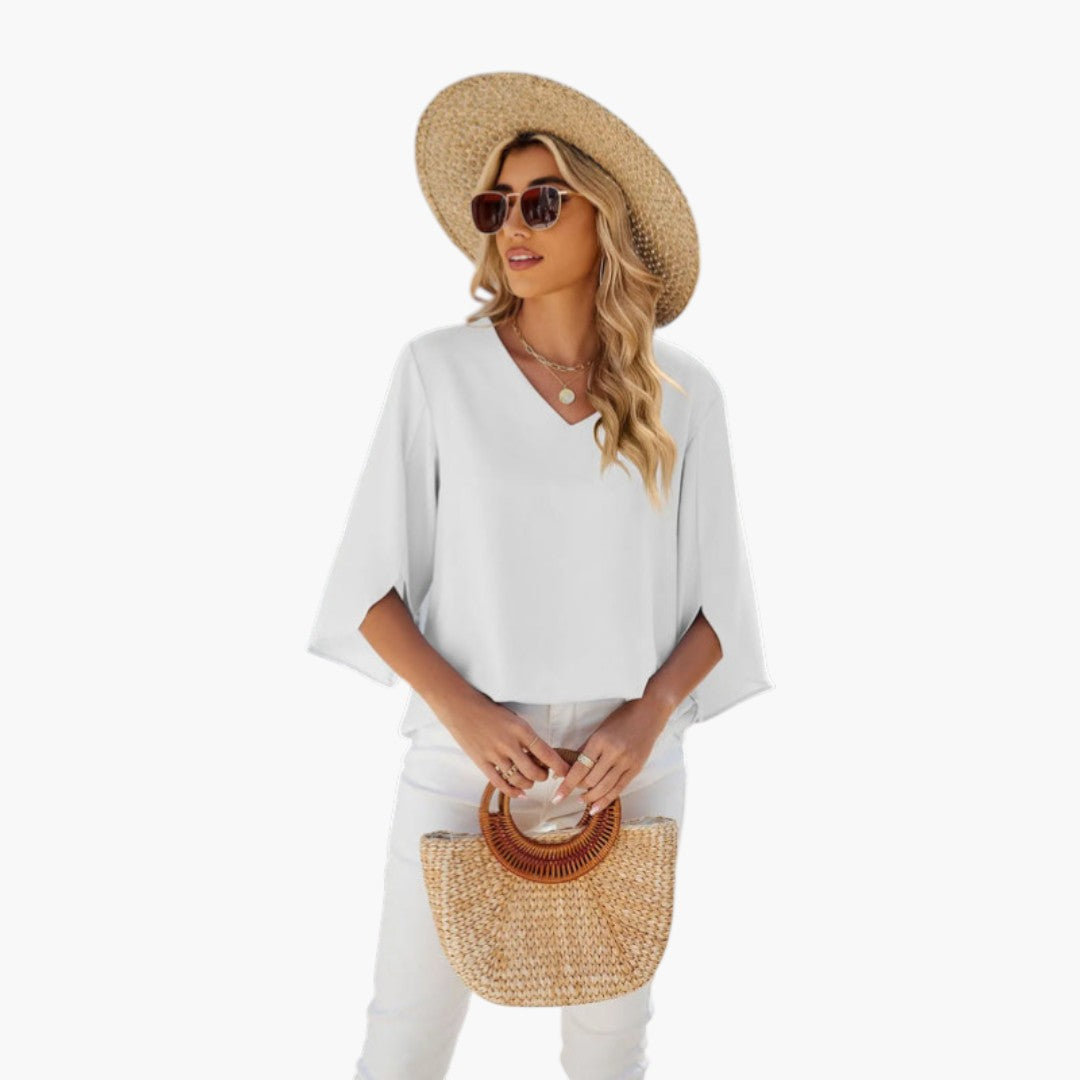 Arielle | Women’s V-Neck Split Sleeve Relaxed Blouse