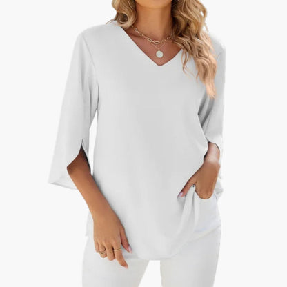 Arielle | Women’s V-Neck Split Sleeve Relaxed Blouse