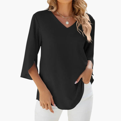 Arielle | Women’s V-Neck Split Sleeve Relaxed Blouse