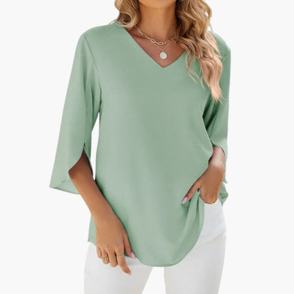 Arielle | Women’s V-Neck Split Sleeve Relaxed Blouse