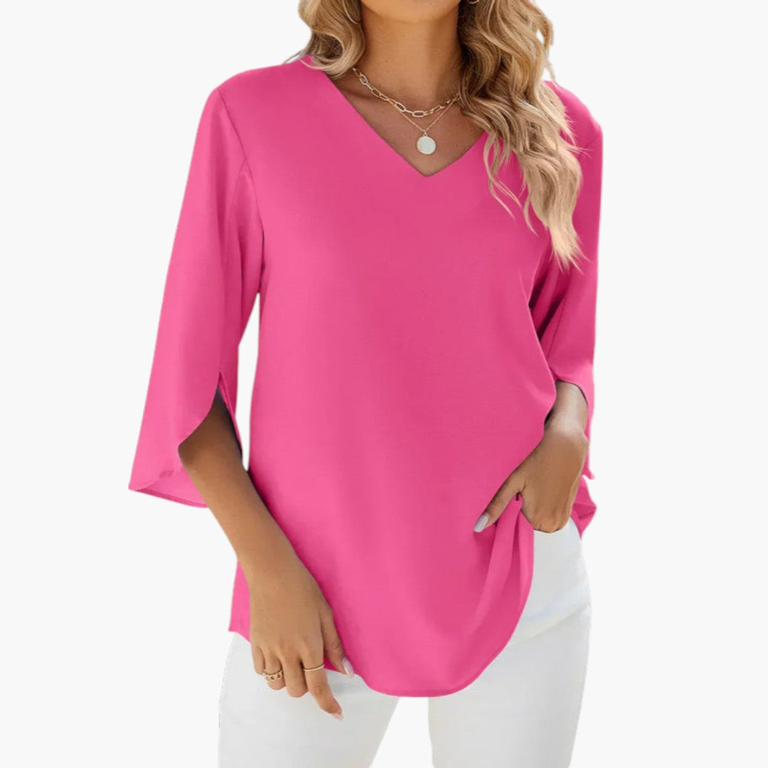 Arielle | Women’s V-Neck Split Sleeve Relaxed Blouse