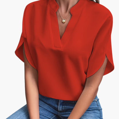 Camryn | Women’s Split Neck Short Sleeve Blouse
