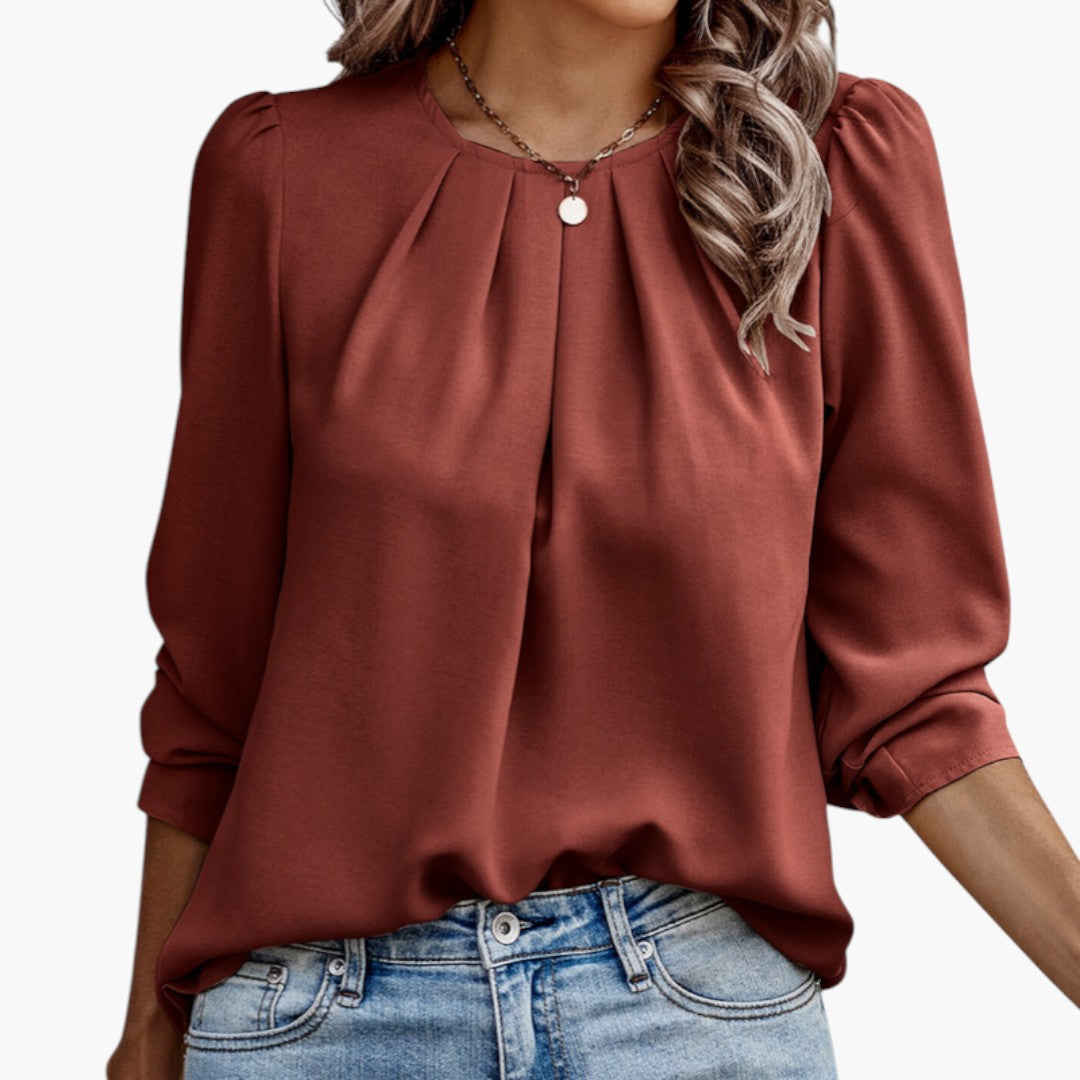 Mila | Women’s Pleated Neck Puff Sleeve Blouse