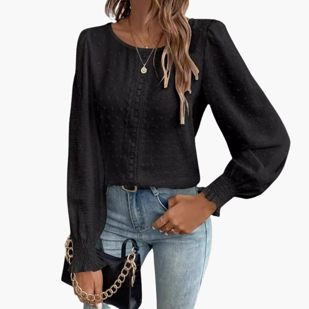 Lillian | Women’s Round Neck Embroidered Long Sleeve Blouse