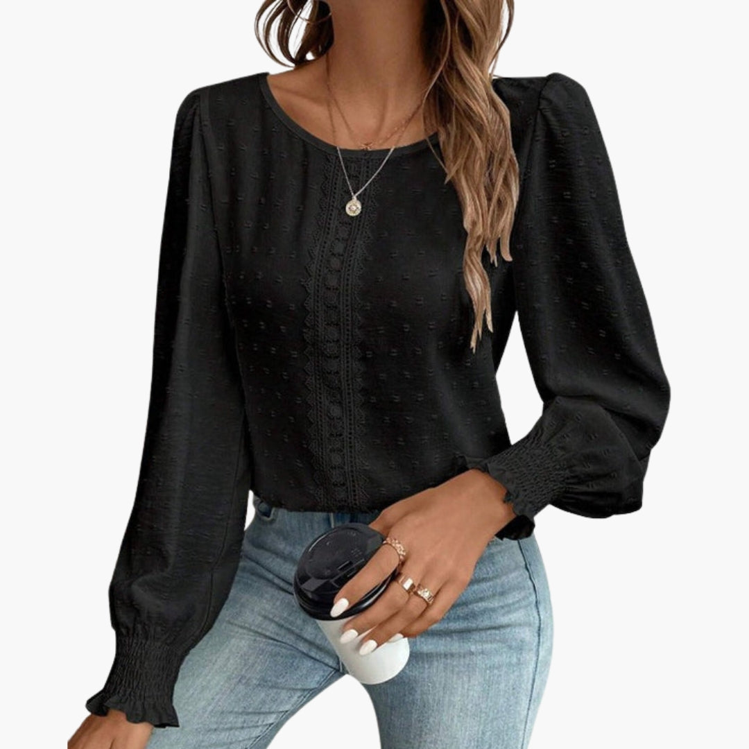 Lillian | Women’s Round Neck Embroidered Long Sleeve Blouse