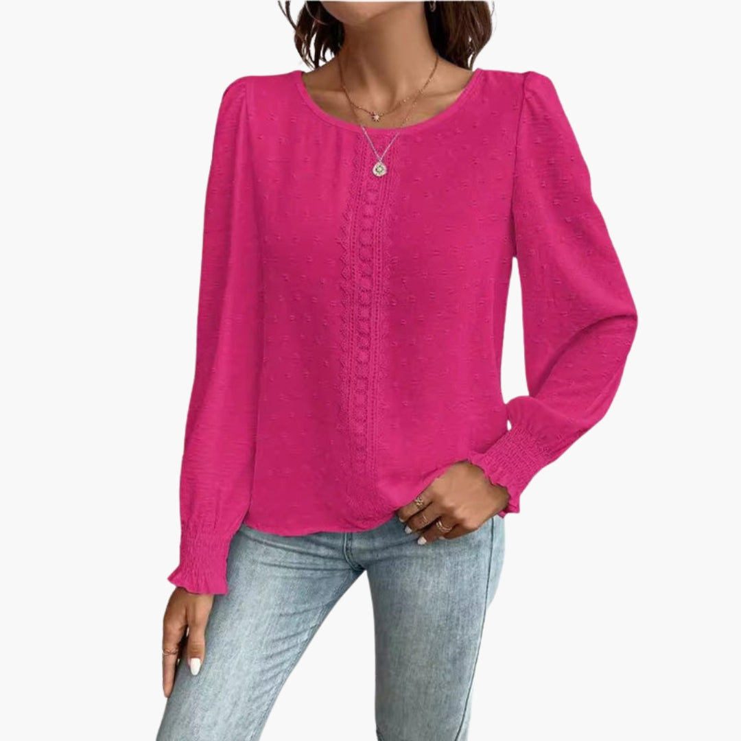 Lillian | Women’s Round Neck Embroidered Long Sleeve Blouse