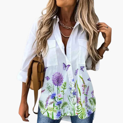Tatum | Women’s Printed Pattern Three-Quarter Sleeve Blouse
