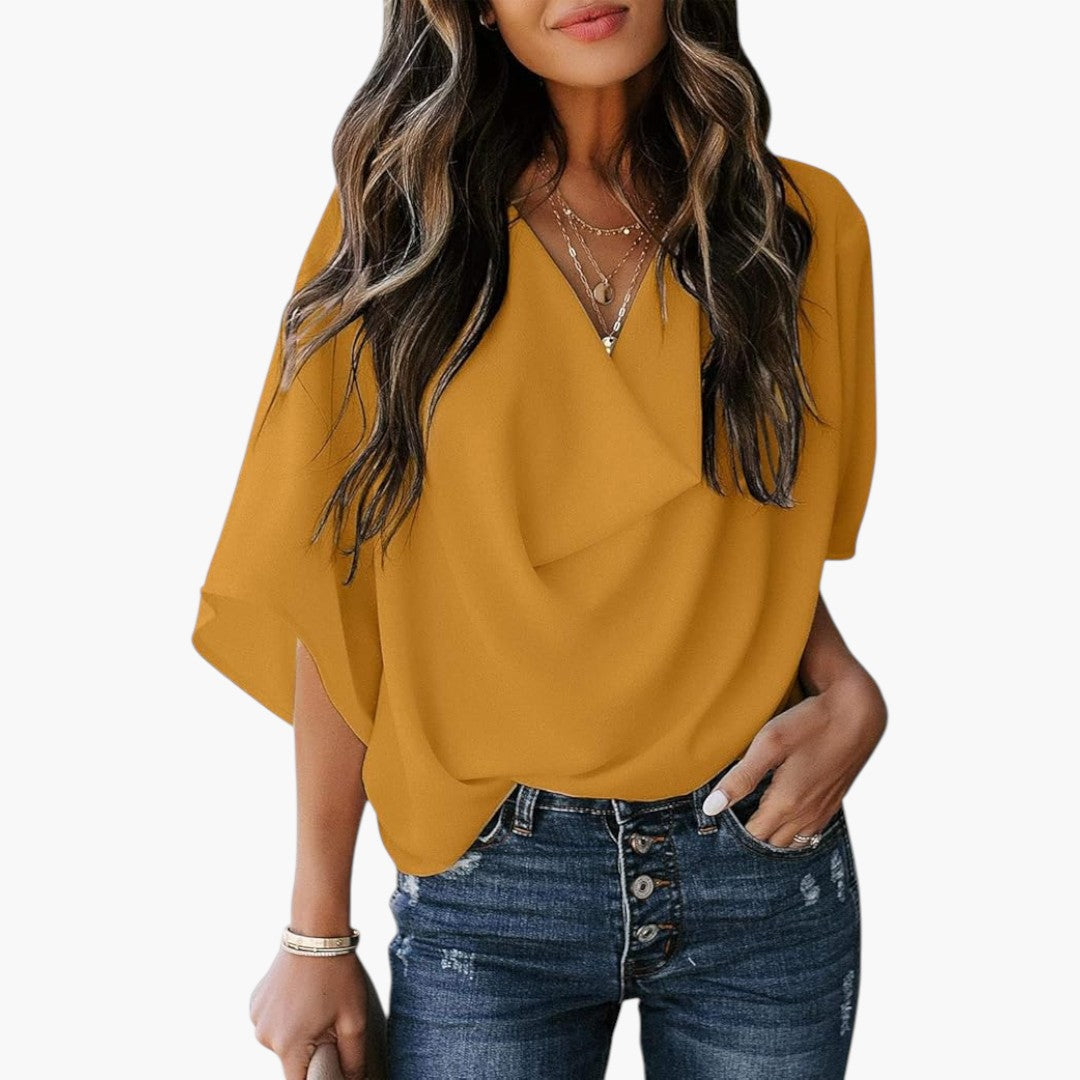 Rylee | Women’s Draped V-Neck Batwing Sleeve Blouse