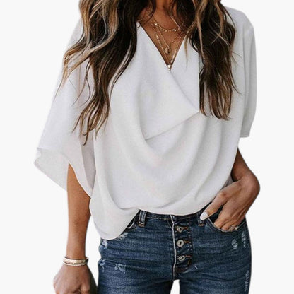 Rylee | Women’s Draped V-Neck Batwing Sleeve Blouse