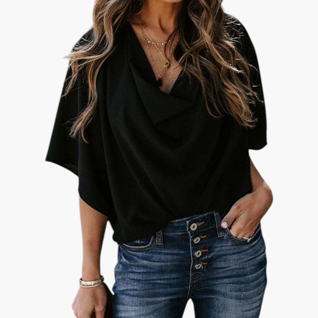 Rylee | Women’s Draped V-Neck Batwing Sleeve Blouse