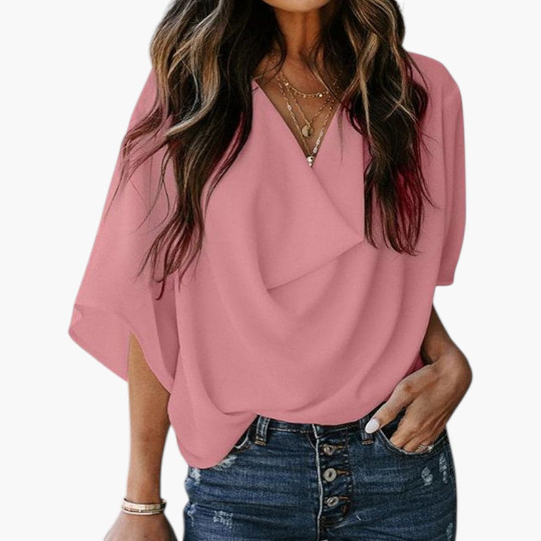 Rylee | Women’s Draped V-Neck Batwing Sleeve Blouse