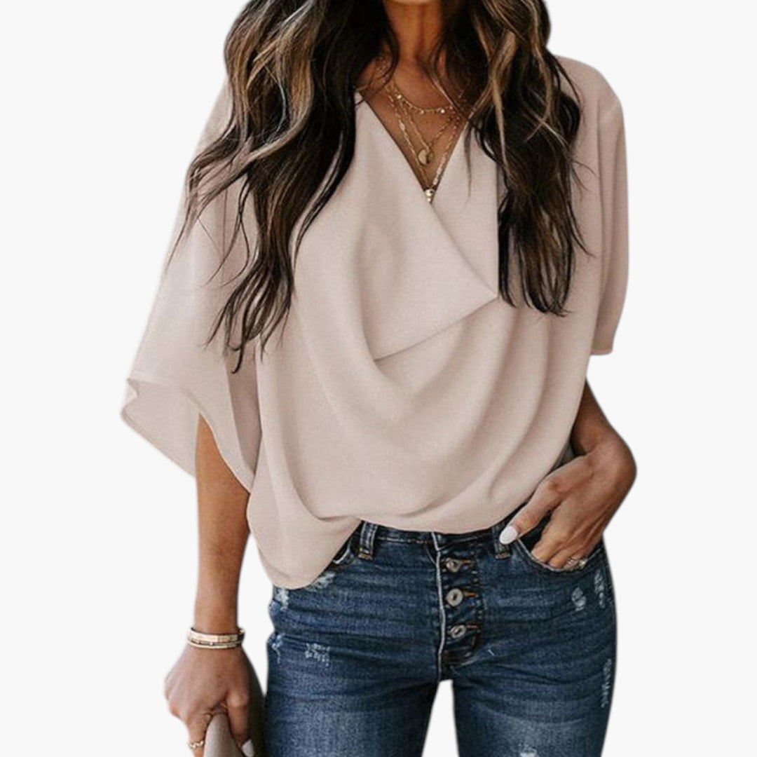 Rylee | Women’s Draped V-Neck Batwing Sleeve Blouse