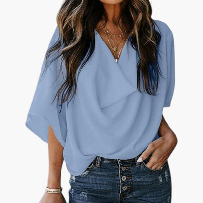Rylee | Women’s Draped V-Neck Batwing Sleeve Blouse
