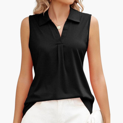 Brooke | Women’s Sleeveless Collared V-Neck Blouse