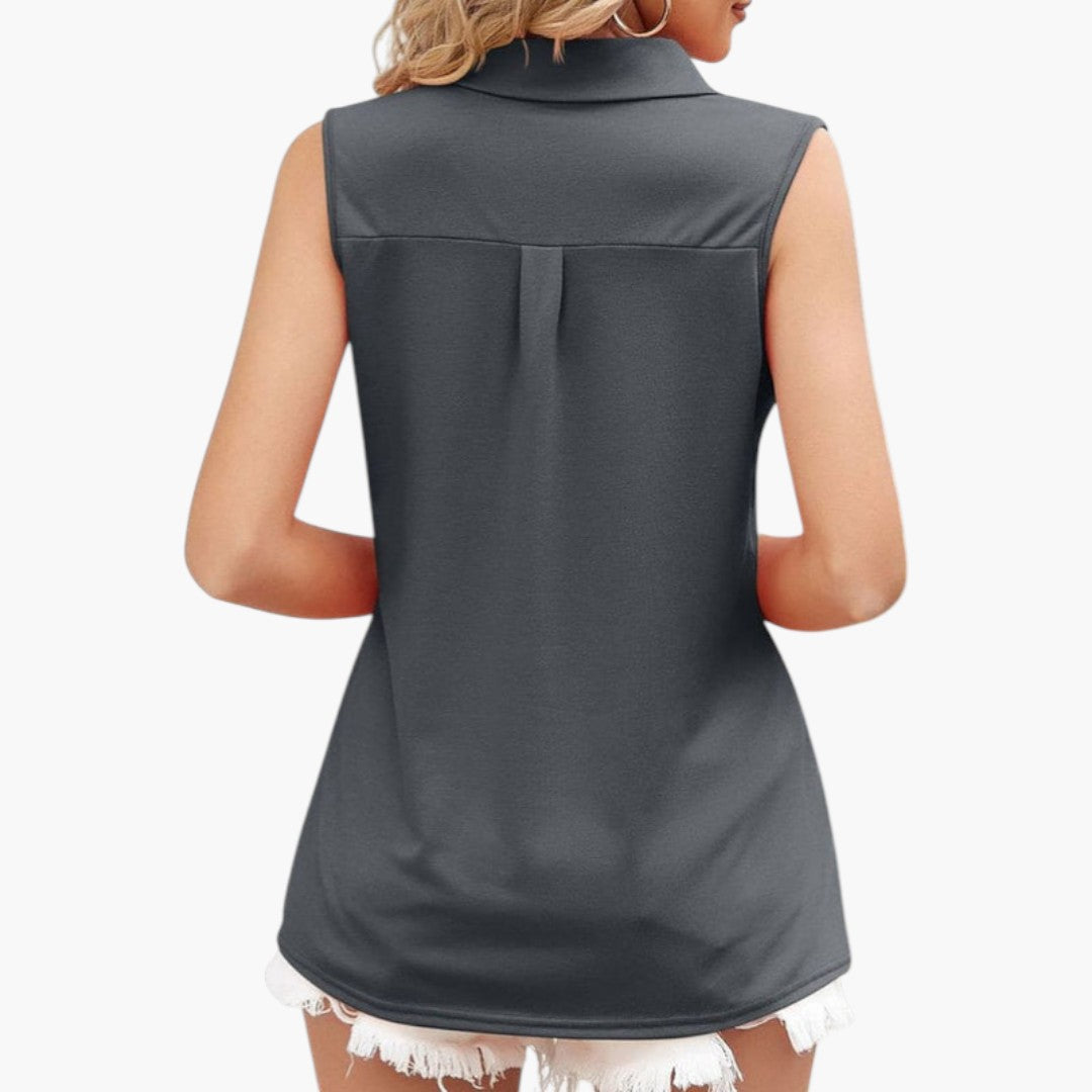 Brooke | Women’s Sleeveless Collared V-Neck Blouse